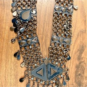 Chunky pewter necklace with kaynite enamel .